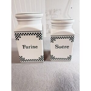 Vintage French Farine & Sucre Storage Jar – Ceramic Flour & Sugar Canister